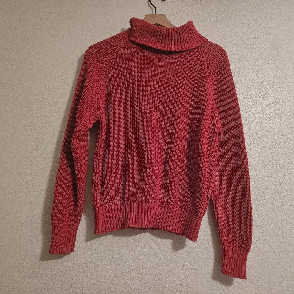vintage westbound casual 100% cotton red knit turtleneck, medium